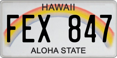 HI license plate FEX847