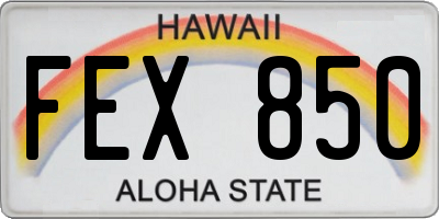 HI license plate FEX850