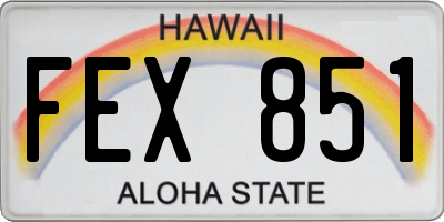 HI license plate FEX851