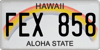 HI license plate FEX858