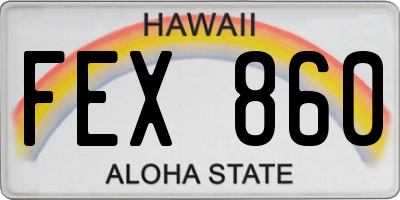 HI license plate FEX860