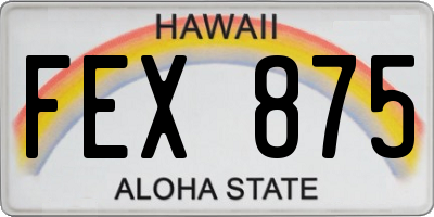 HI license plate FEX875