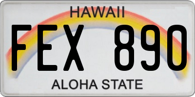 HI license plate FEX890