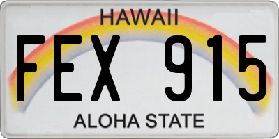 HI license plate FEX915