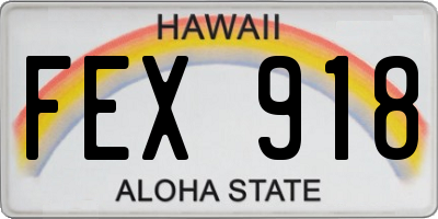 HI license plate FEX918