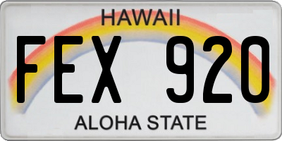 HI license plate FEX920