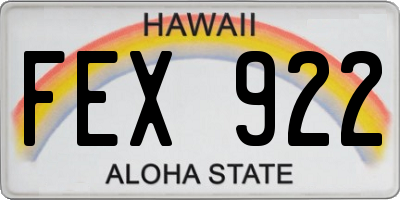 HI license plate FEX922