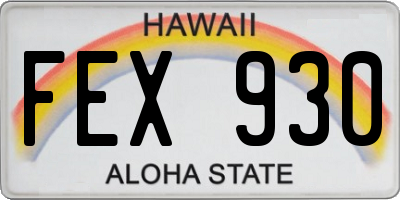 HI license plate FEX930