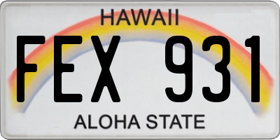 HI license plate FEX931