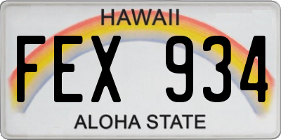 HI license plate FEX934