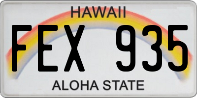 HI license plate FEX935