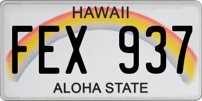 HI license plate FEX937