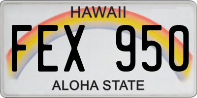 HI license plate FEX950