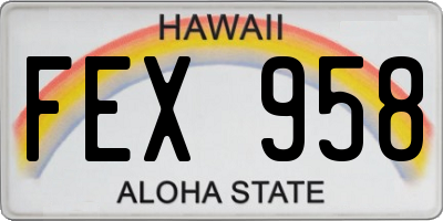 HI license plate FEX958