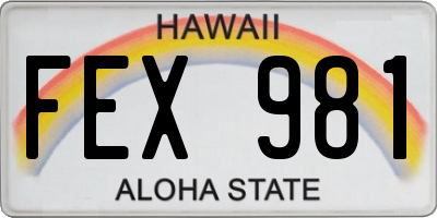 HI license plate FEX981