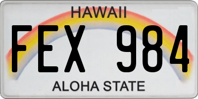 HI license plate FEX984