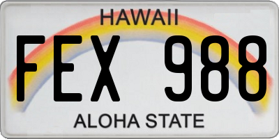 HI license plate FEX988