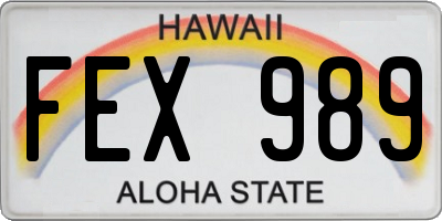 HI license plate FEX989