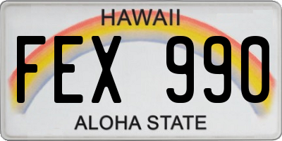 HI license plate FEX990