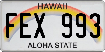 HI license plate FEX993