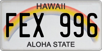 HI license plate FEX996