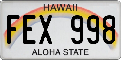 HI license plate FEX998