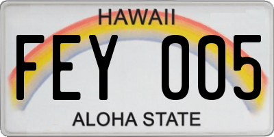 HI license plate FEY005