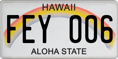 HI license plate FEY006