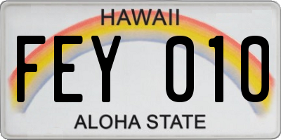 HI license plate FEY010