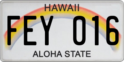 HI license plate FEY016