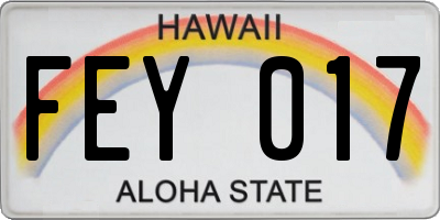HI license plate FEY017