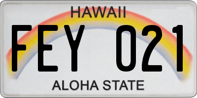 HI license plate FEY021