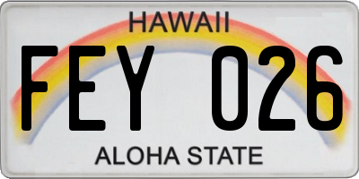 HI license plate FEY026