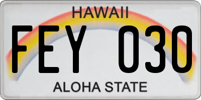 HI license plate FEY030