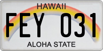 HI license plate FEY031