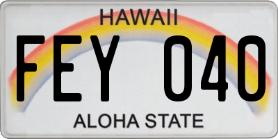 HI license plate FEY040