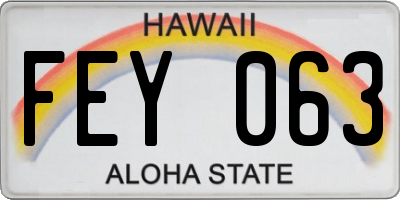 HI license plate FEY063