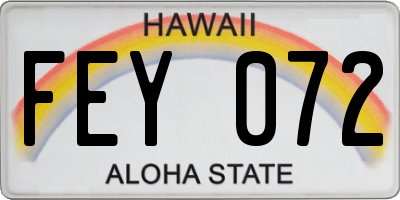HI license plate FEY072