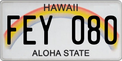 HI license plate FEY080