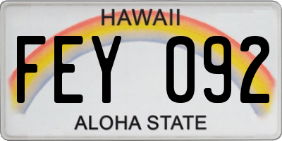 HI license plate FEY092
