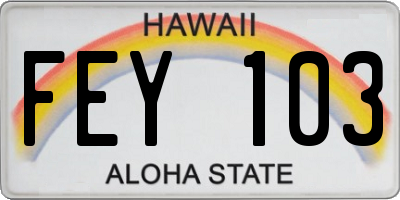 HI license plate FEY103
