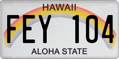HI license plate FEY104