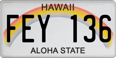 HI license plate FEY136