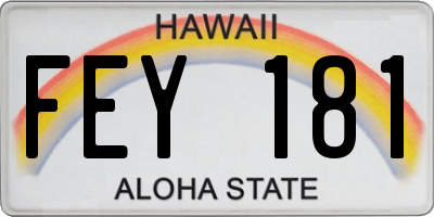 HI license plate FEY181