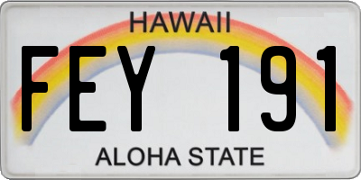 HI license plate FEY191