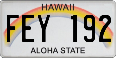 HI license plate FEY192