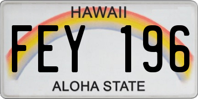 HI license plate FEY196