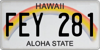 HI license plate FEY281