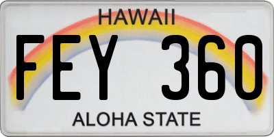 HI license plate FEY360