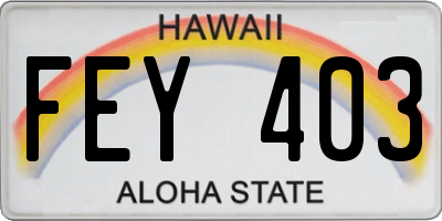 HI license plate FEY403